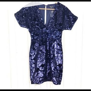The Clothing Company Navy Blue Sequin Velvet Dress